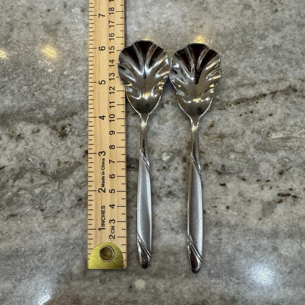 Oneida Risotto Sugar Shell Spoons Set Of 2 Condiments Stainless Steel 6